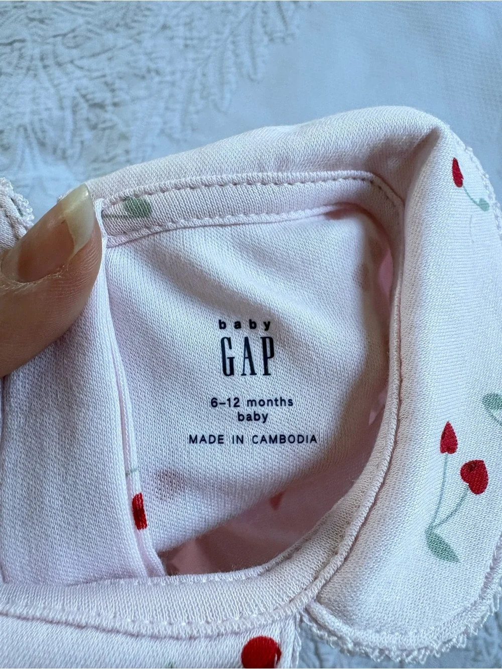 NWT Baby Gap cherries print pink bodysuit & pants set 6-12 mos